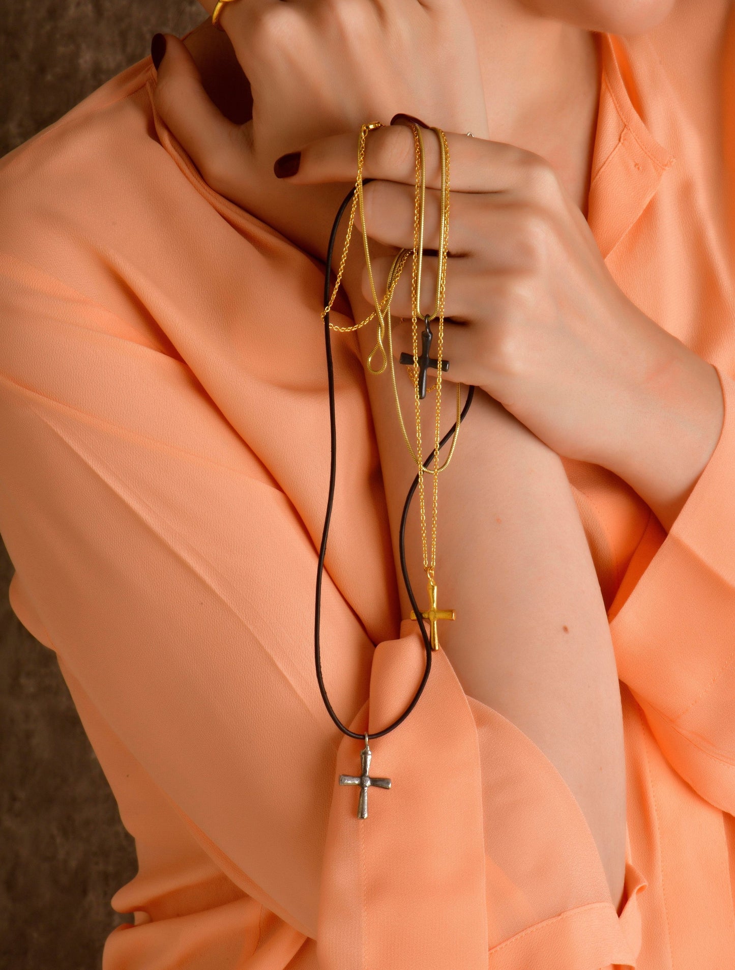 Holy Cross; Stavroz Leather Necklace