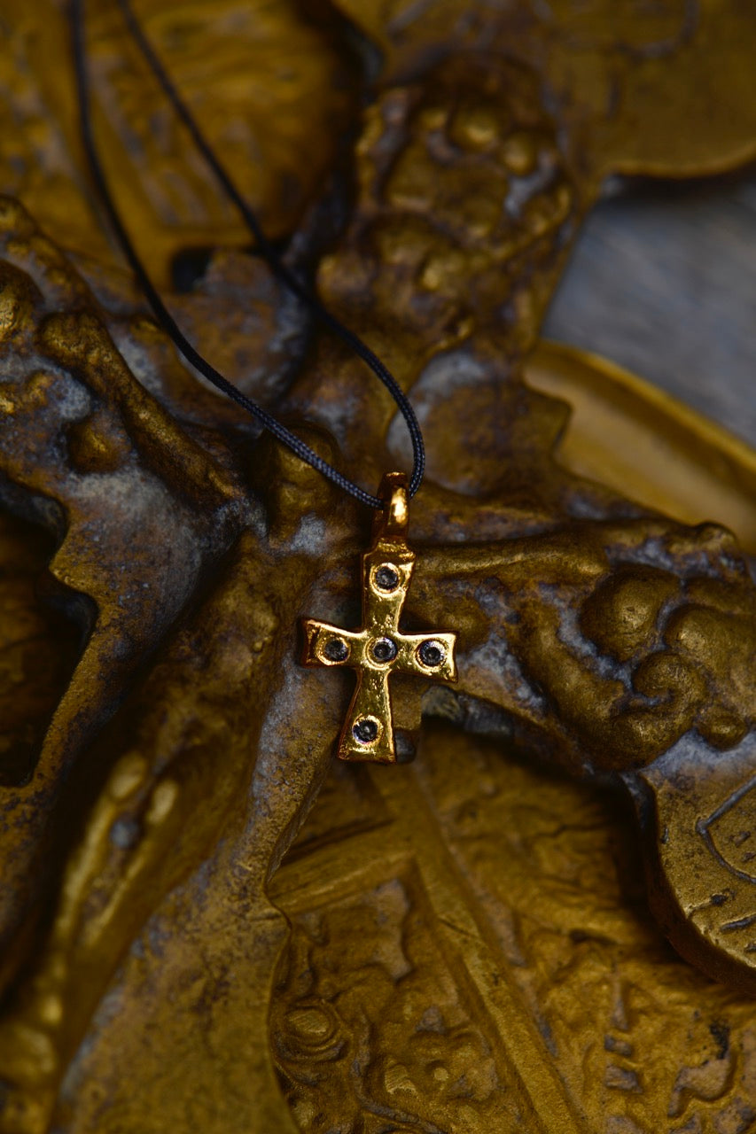 Byzantine Omphalion Cross Rope Necklace