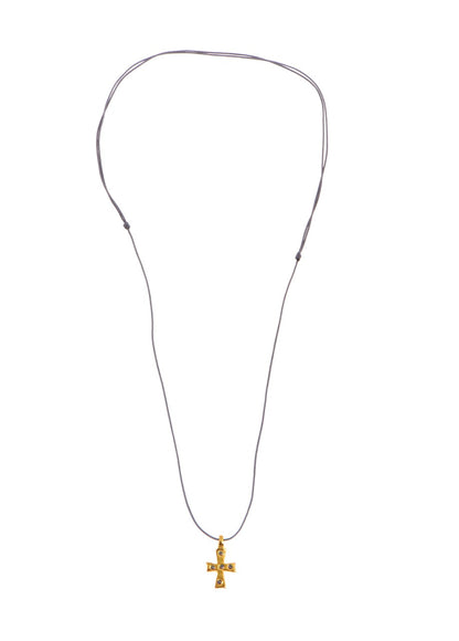 Byzantine Omphalion Cross Rope Necklace